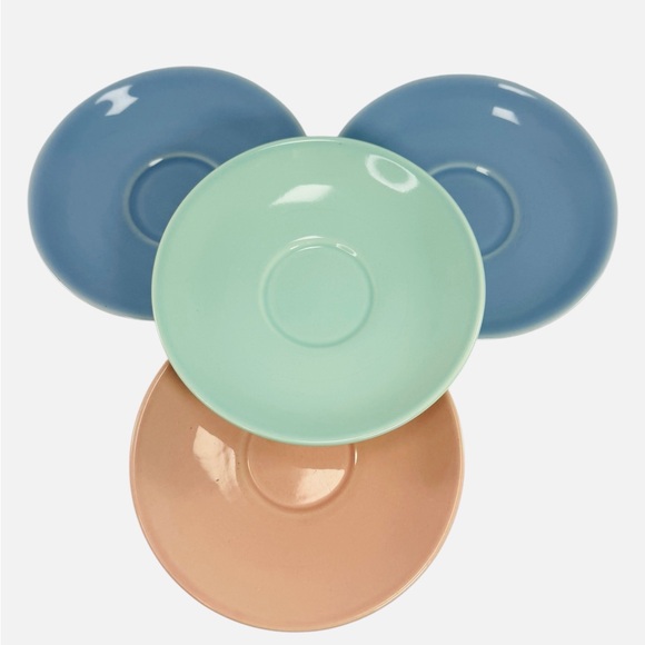 Lu-Ray Other - Lu-Ray TS&T Pastels 6 1/8" Coffee Cup Saucer USA Round Blue Green Pink Lot Of 4
